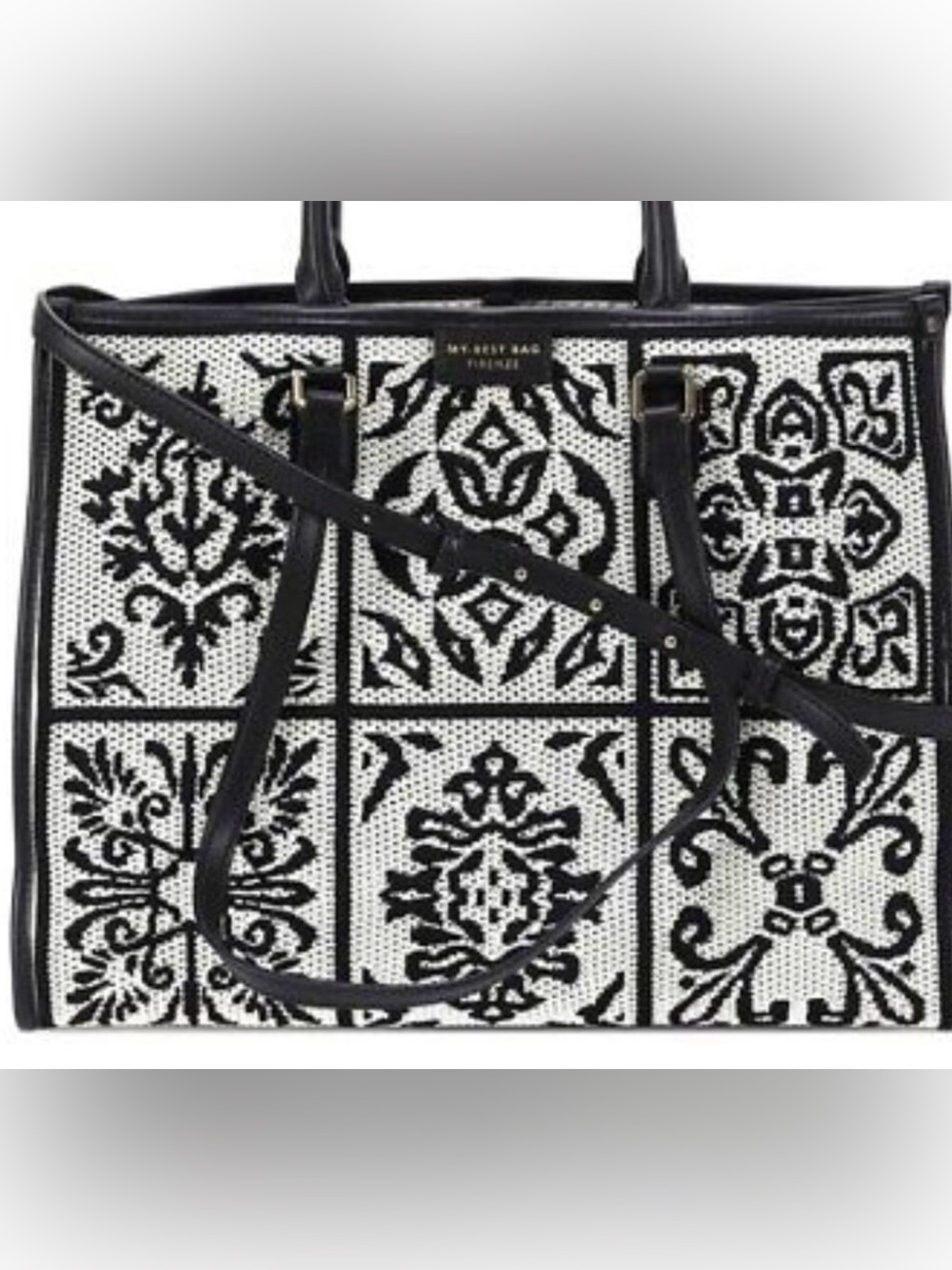 Viola  Castellani Crochet Fabric Leather  Tote